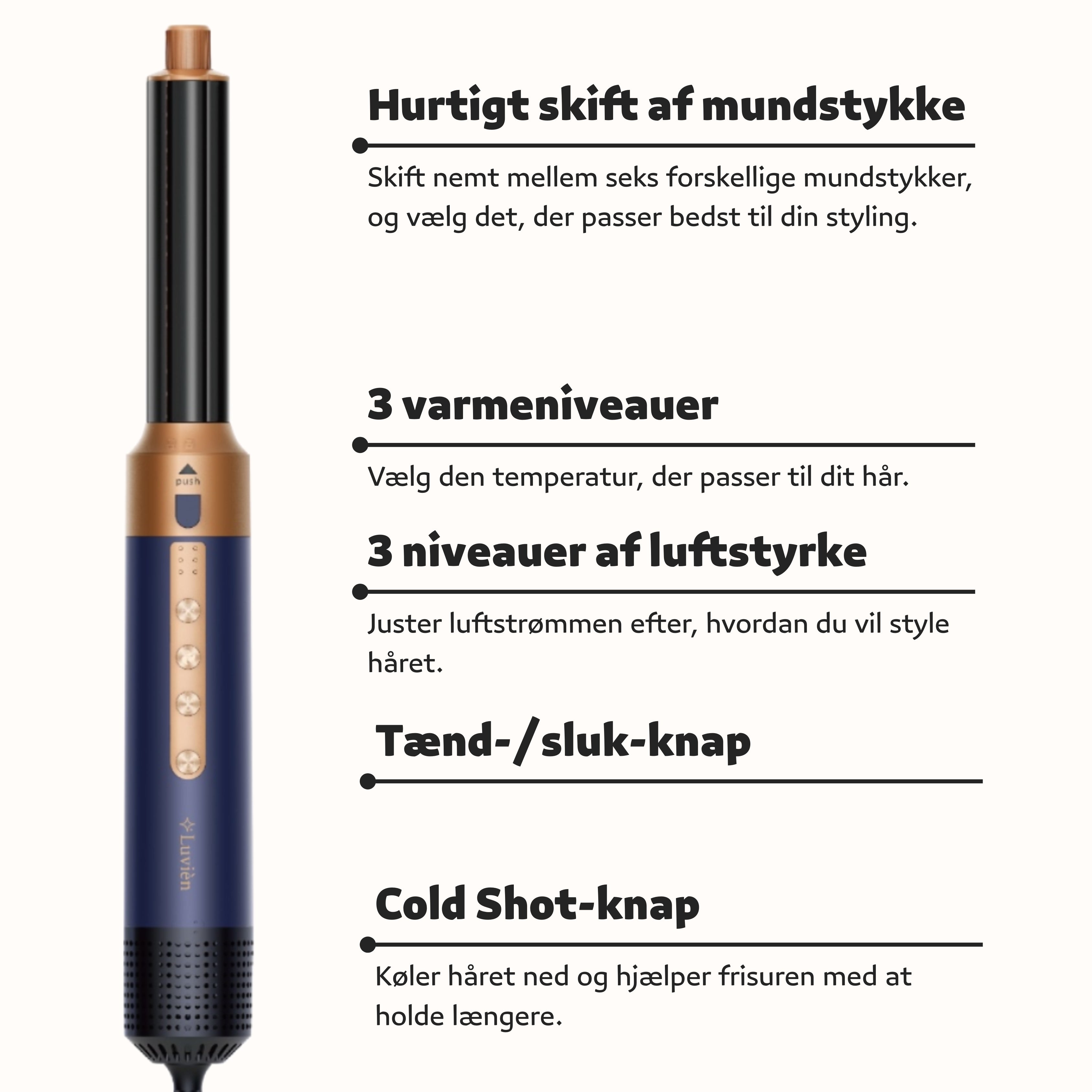 Luvién Pro Multistyler 6-i-1 Hårtørrer 1400W
