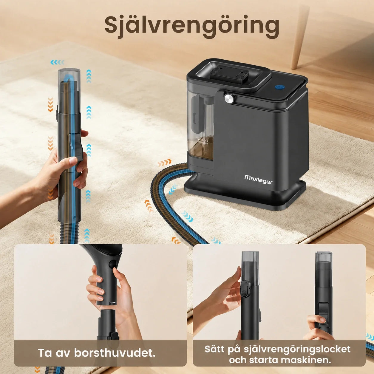 Maxlager Tekstil- og Tæpperenser 800 W – 16 kPa til sofa, bil, tæpper og pletter