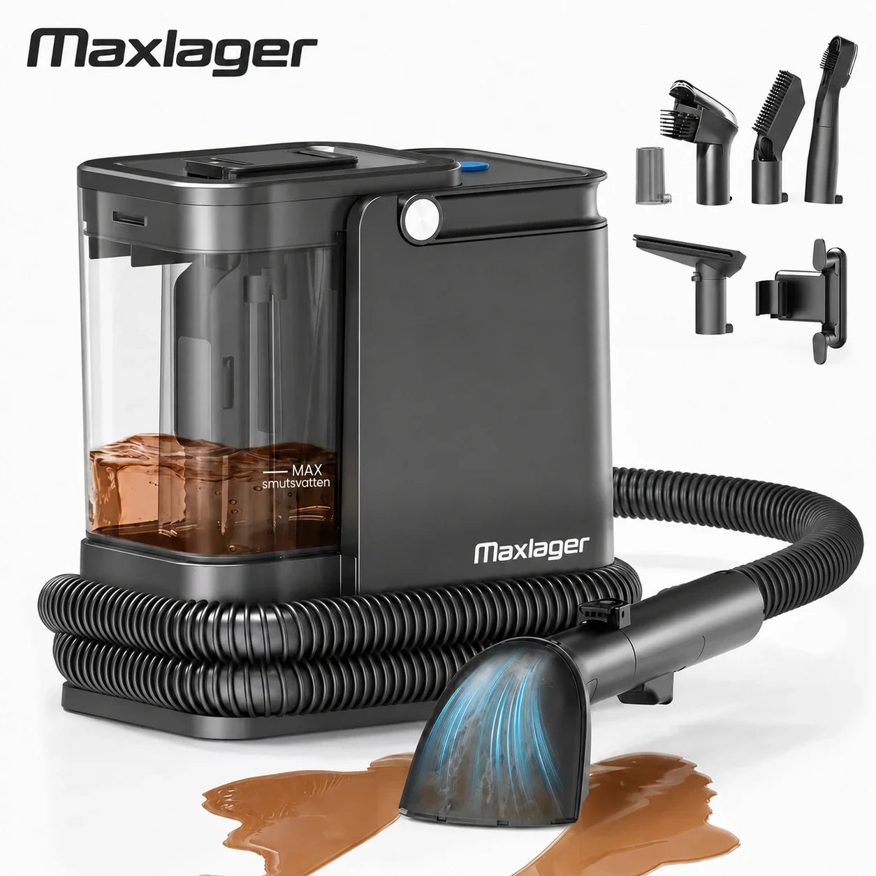 Maxlager Tekstil- og Tæpperenser 800 W – 16 kPa til sofa, bil, tæpper og pletter