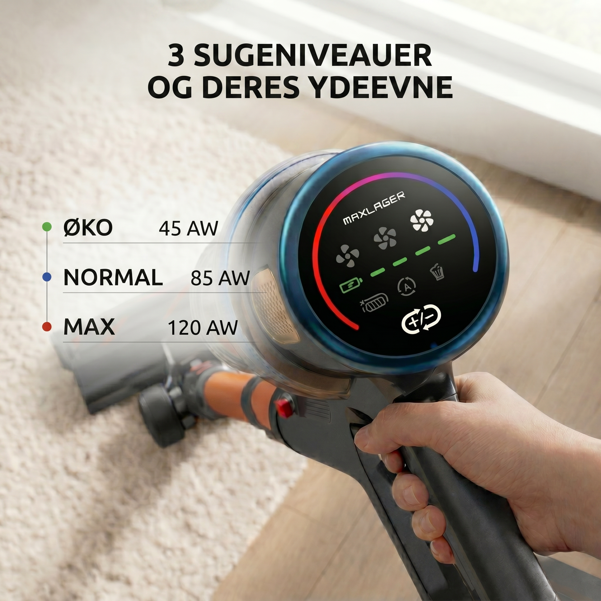Maxlager Ultra X7 - 550W – 50 kPa Avanceret Trådløs Støvsuger 2026 - Skaftstøvsuger